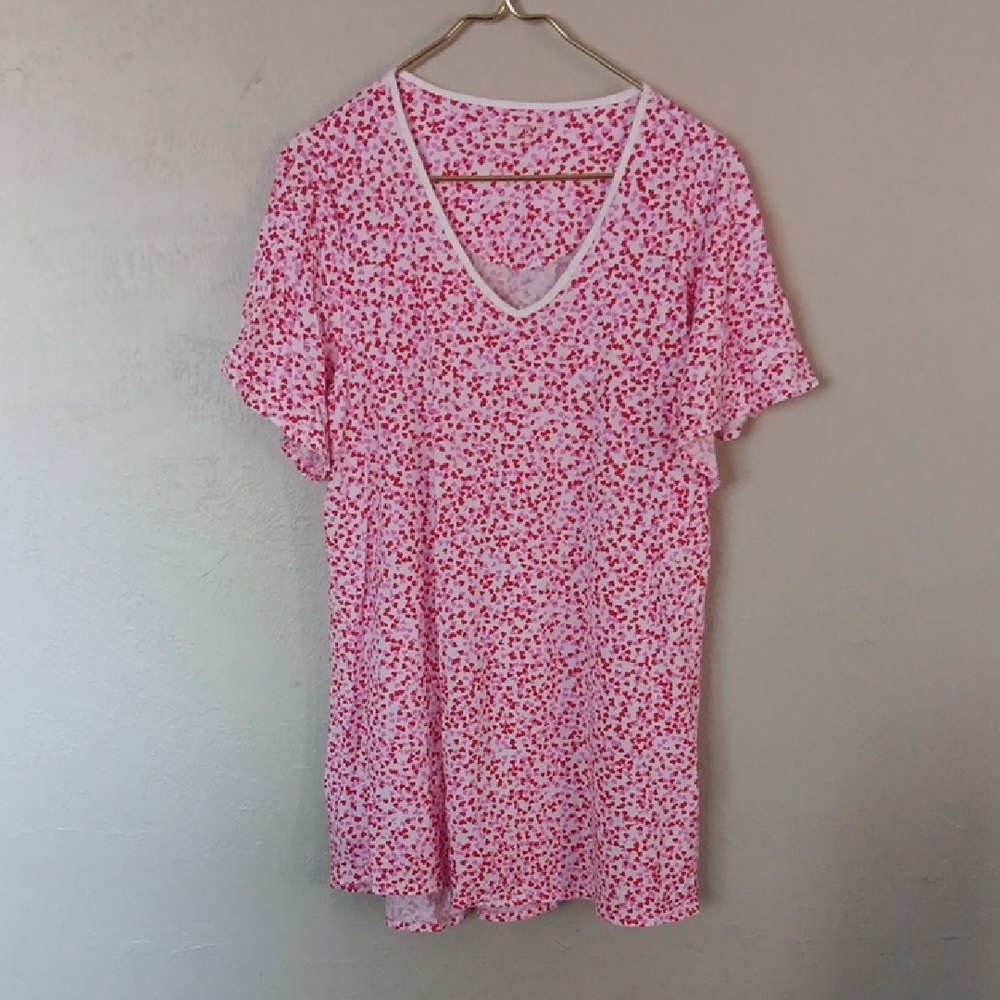 Kate Spade Pink and Red Heart Pattern Nightgown Size XL
